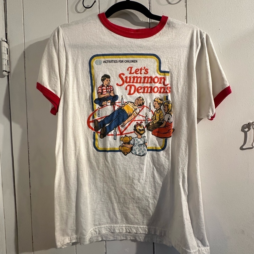 Let’s summon demons tee  Red Trim and Graphic Print